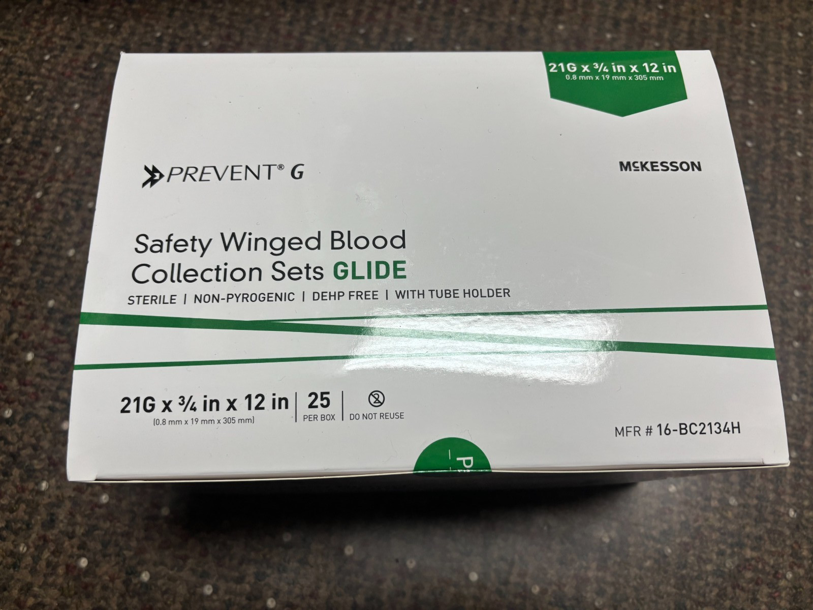 16-BC2134H Safety Blood Collection Set Glide 21Gx3/4″x12″New