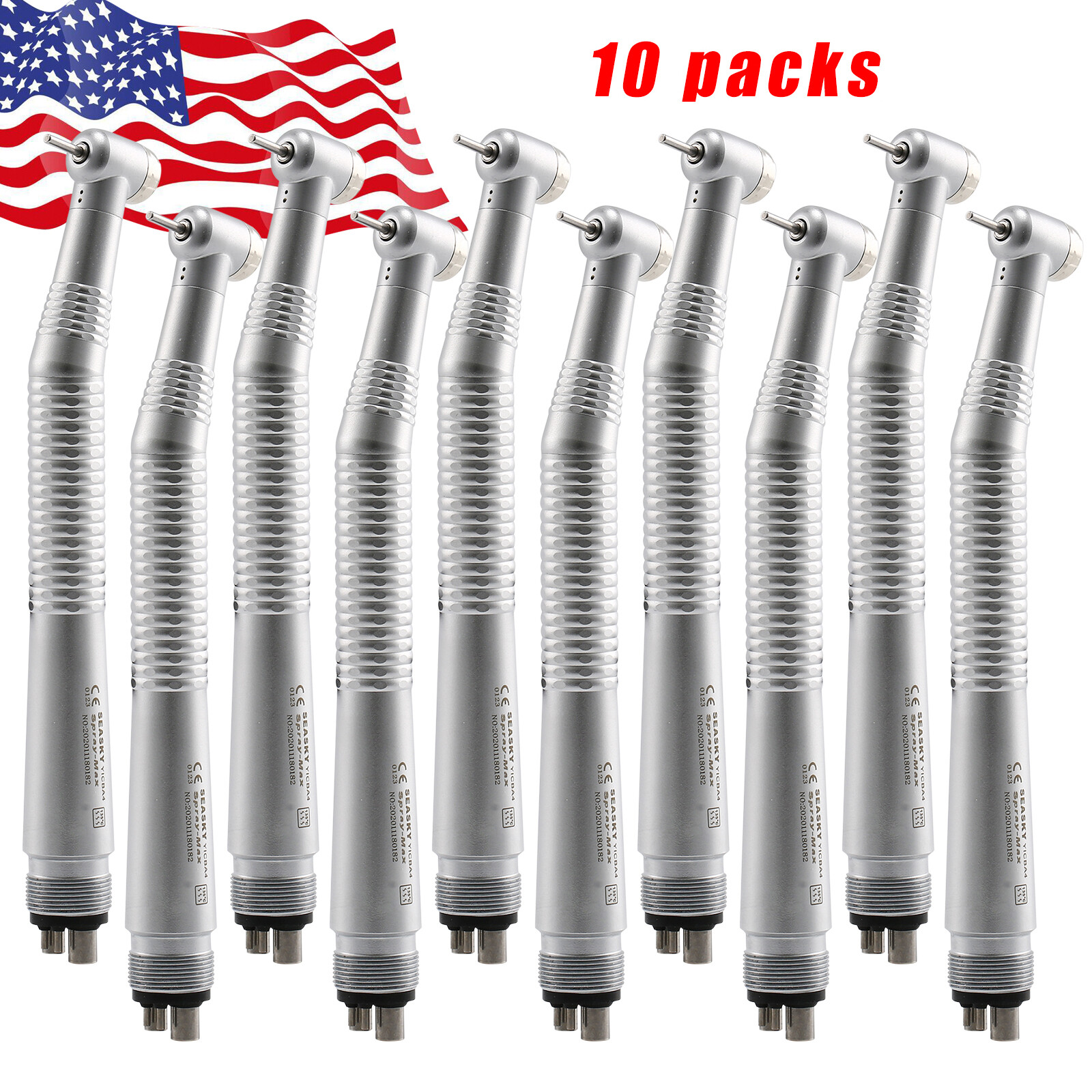 10 Pcs Seasky NSK PANA MAX Style Dental High Speed Turbine Handpiece Push 4Hole
