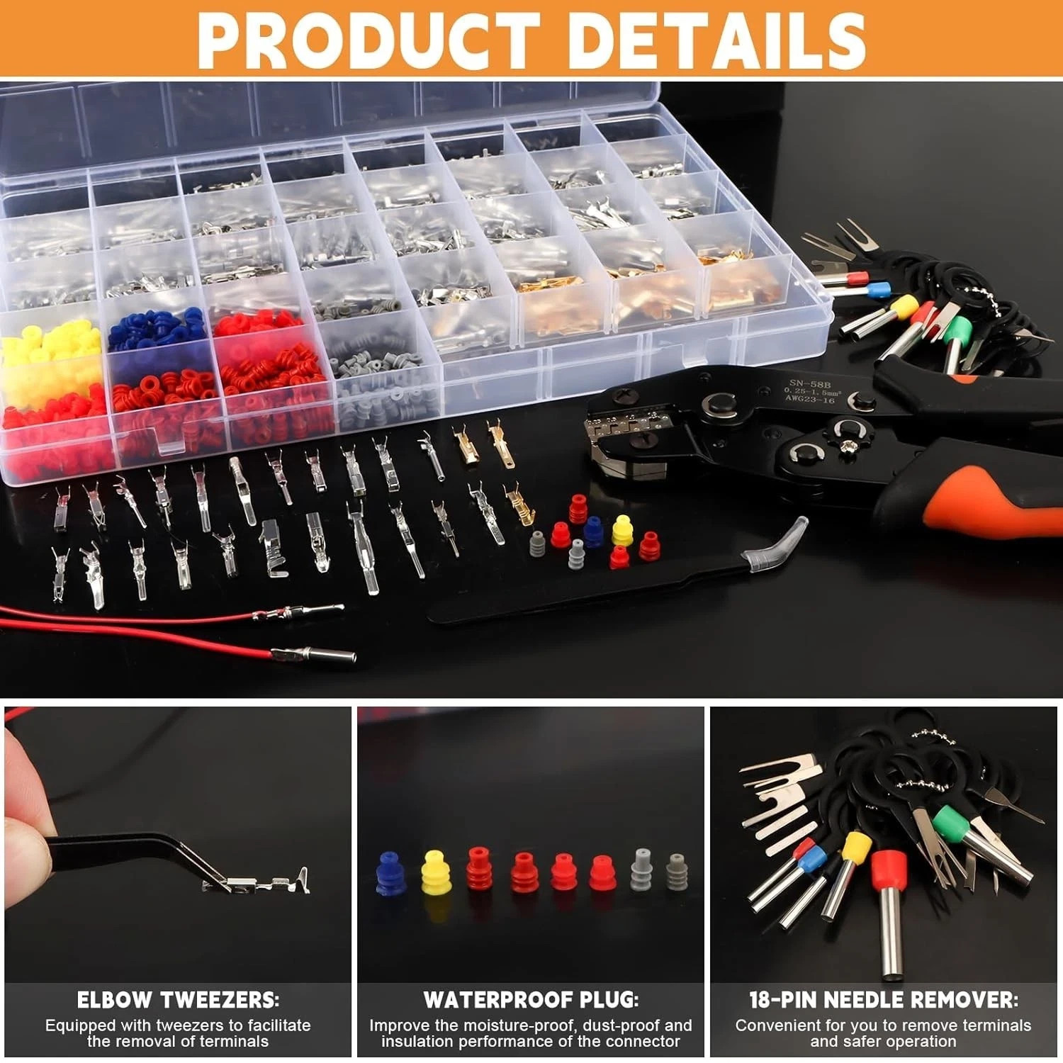 969Pcs Automotive Pin Connectors Kit,28 Types Electrical Terminal Pins Kit..
