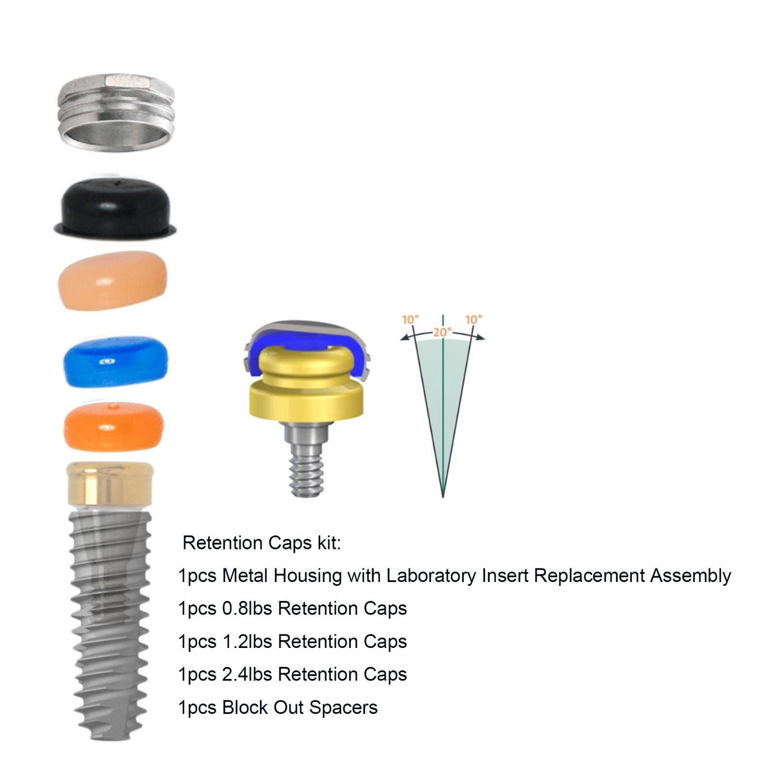 Hiossen Dental attachment overdenture Locator Abutment for Inter ET Mini/Regular