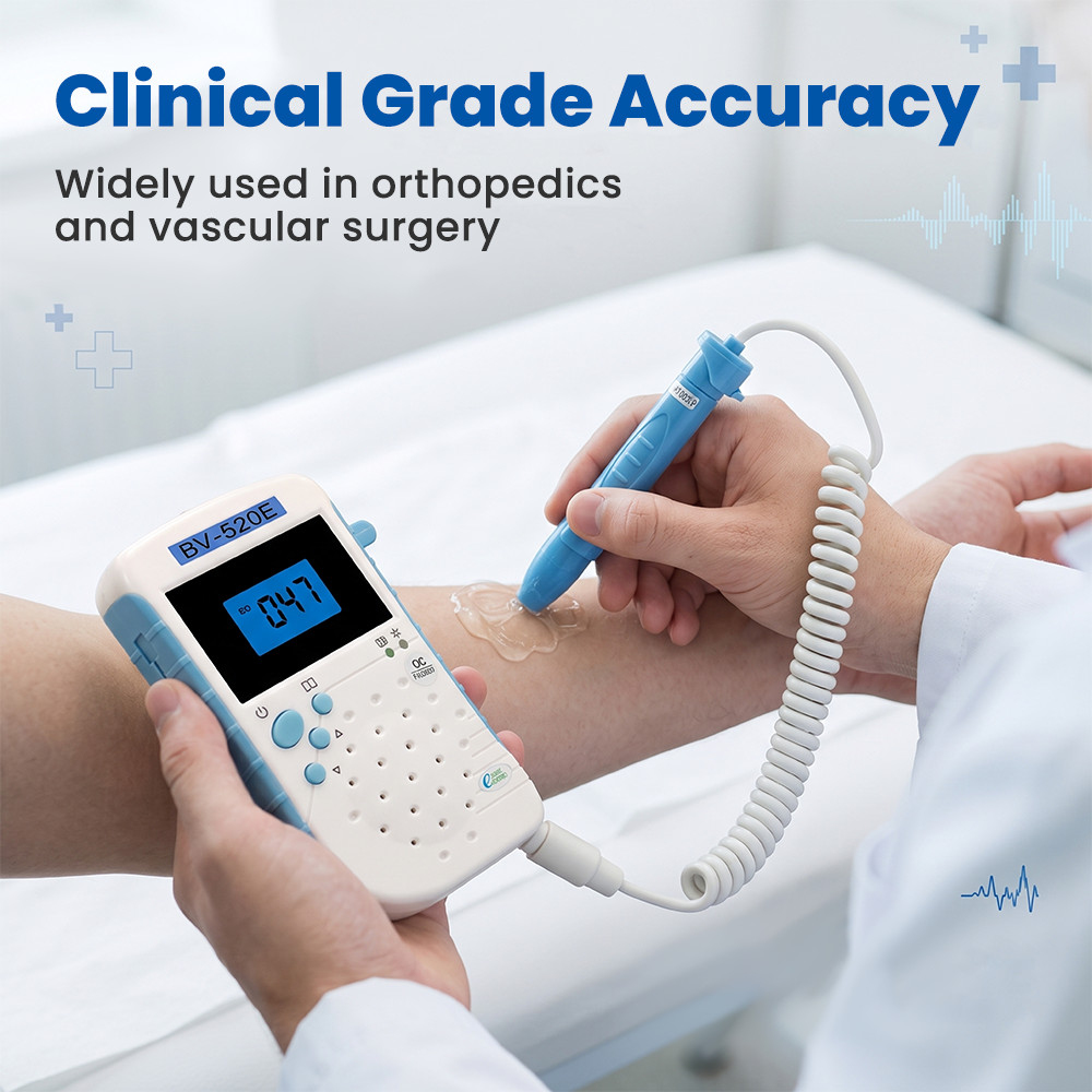 Handheld Vascular Doppler, 8.0MHz Blood Flow Velocity Meter, Portable