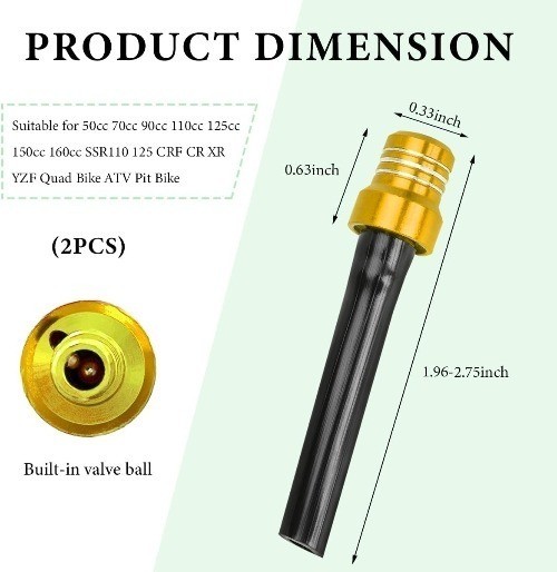 2 PCS Breather Hose Gas Fuel Tank Cap, One Way Tank Valve Vent T Color: Yellow