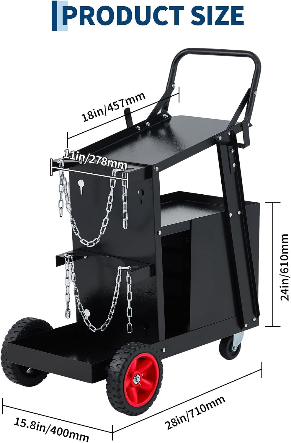 Welding Cart with 4 Drawers & Gas Tank Holder for Welder MIG TIG Plasma Cutter