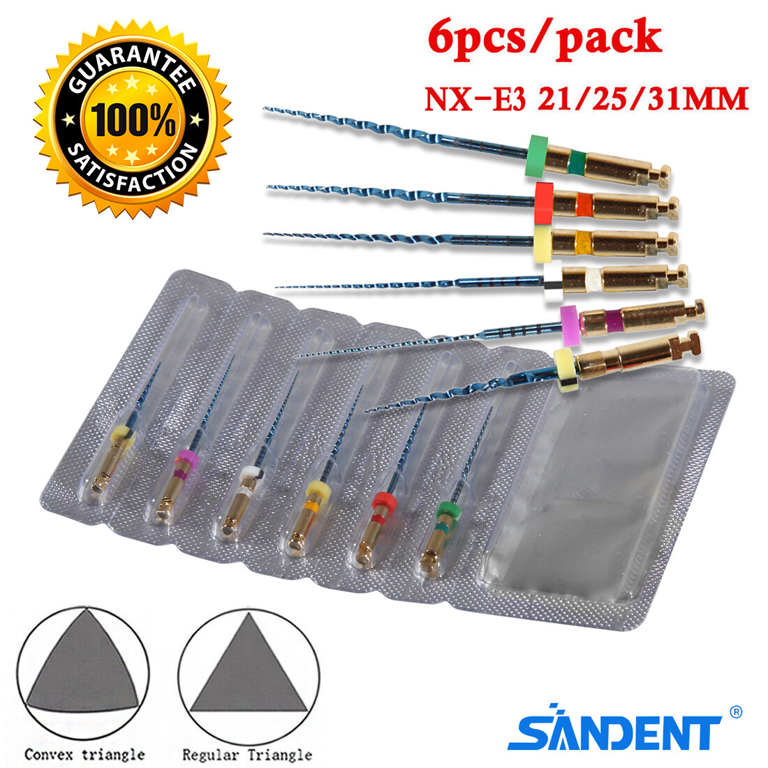6pcs Endodontic Dental Endo Files Rotary NITI Files 21/25/31MM Dentist