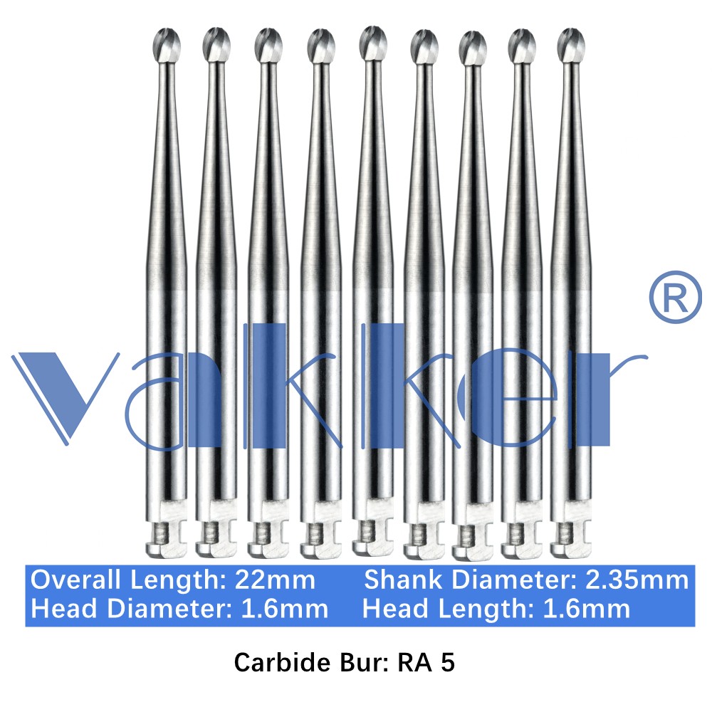 10/pk Dental Carbide Burs RA Latch Type 22mm Inverted Cone Football Low Speed