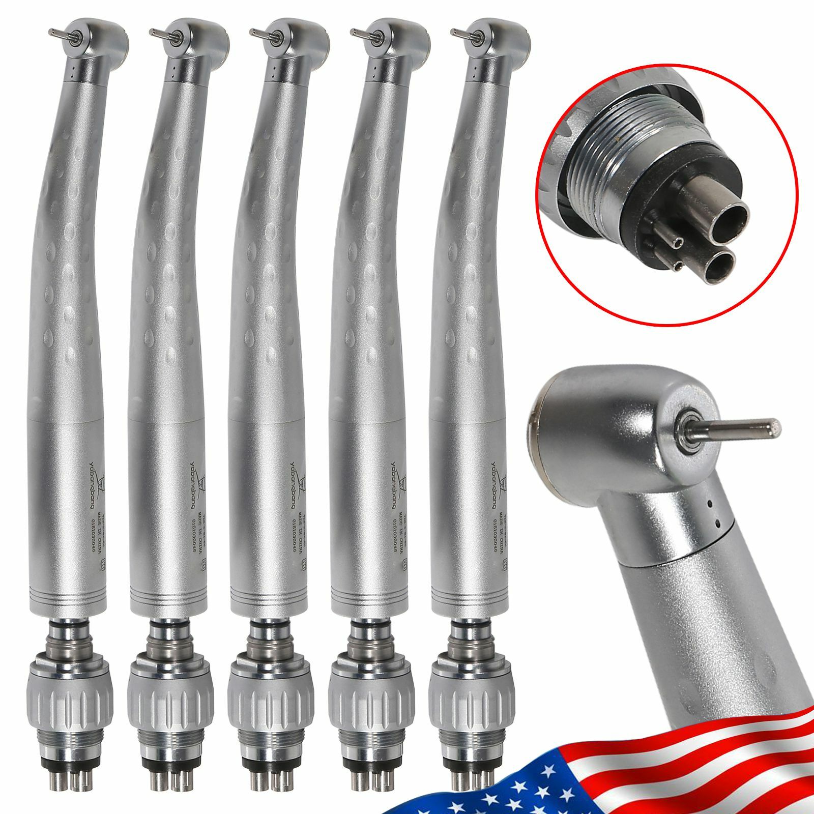 YABANGBANG Dental High Speed Handpiece with 4 Hole Quick Coupler 360 Swivel