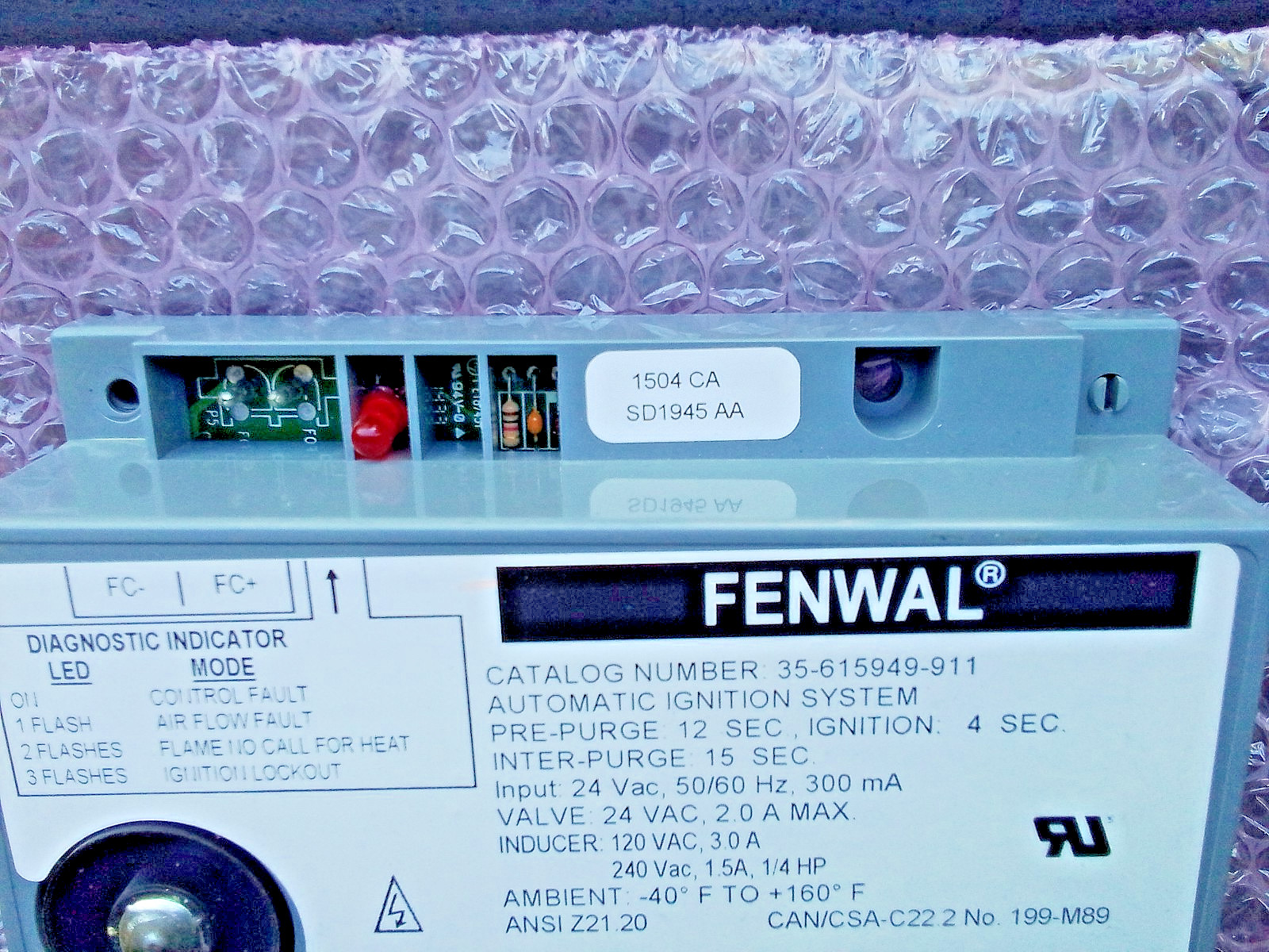Fenwal 35-615949-911 Automatic Ignition Control Module 24VAC HVAC Furnace