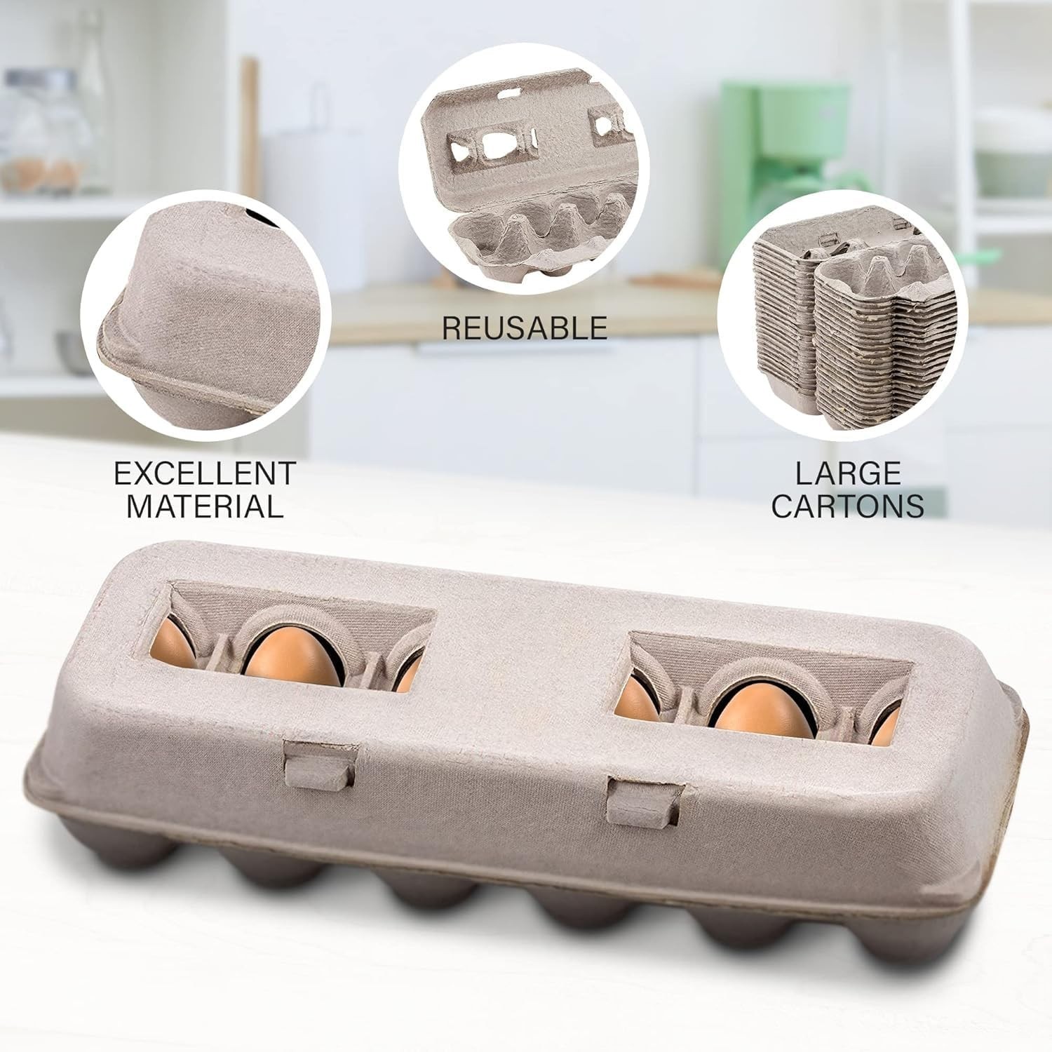 MT Products Blank Natural Pulp Egg Cartons | Holds 12 Eggs – Pack of 5