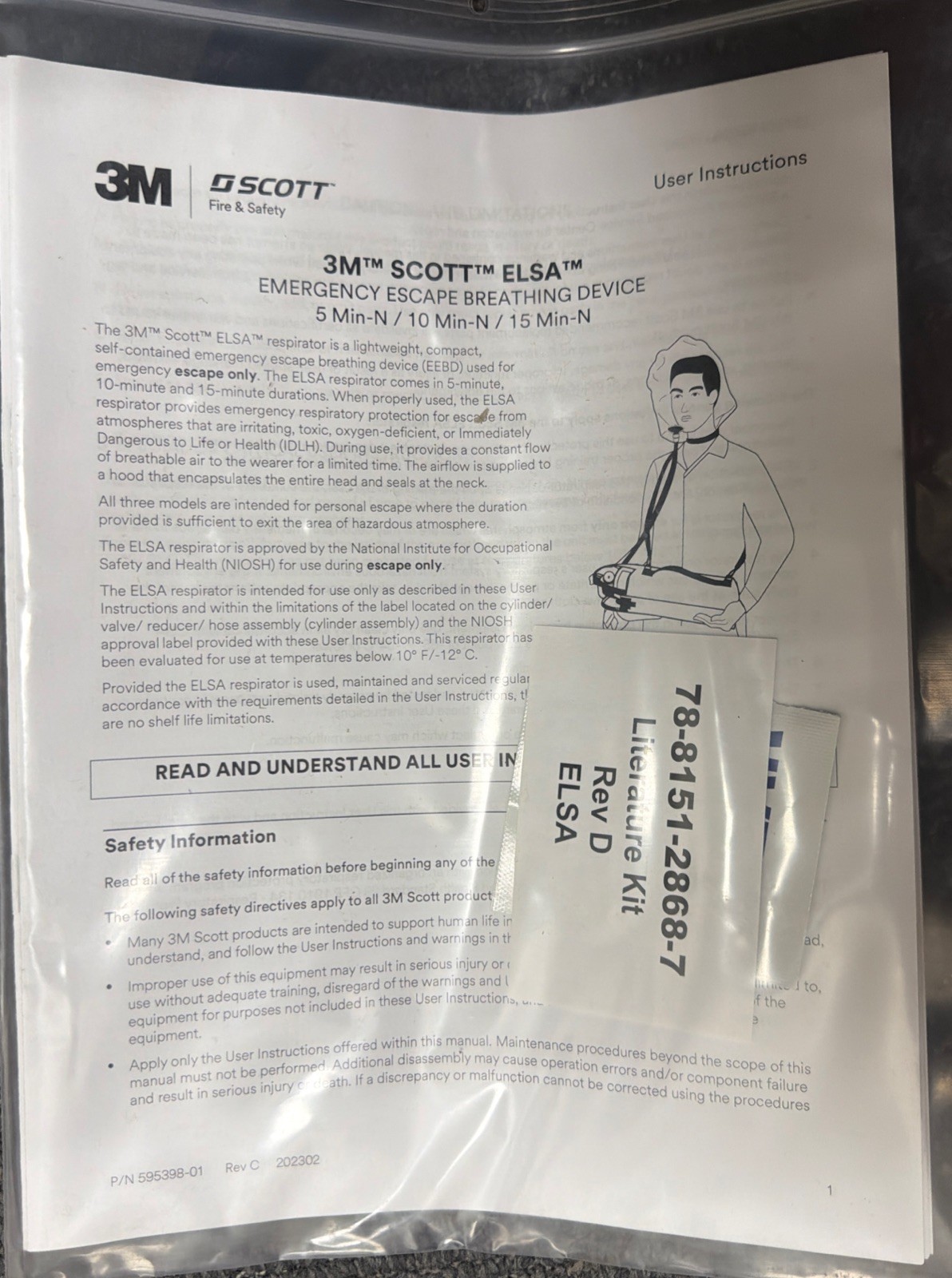 3M Scott 8007213-D Emergency Escape Breathing Device, Elsa-N, 10 Min Not Filled