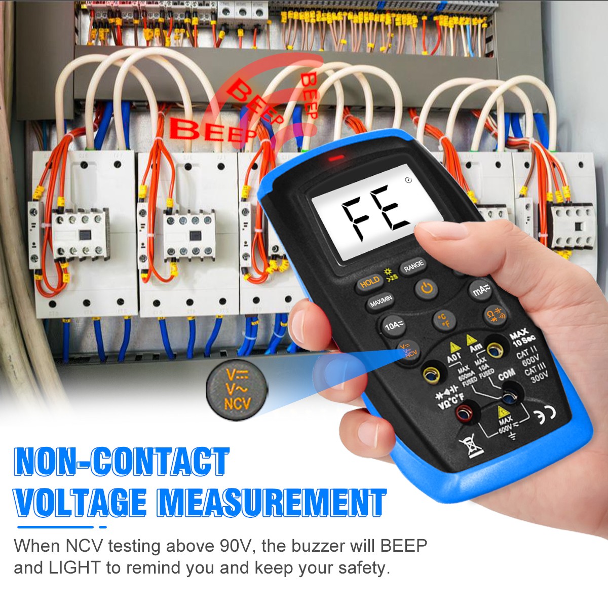 Multimeter Tester TRMS 6000 Counts AC/DC Voltage Meter NCV Backlight Data Hold