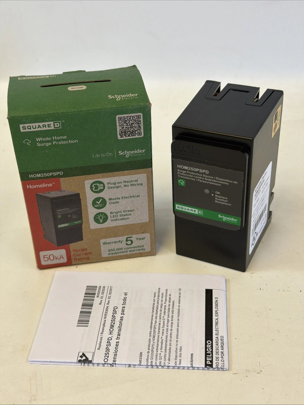 SQUARE D HOM250PSPD 50kA 120/240V 50/60Hz Surge Protector *US SELLER NEW*
