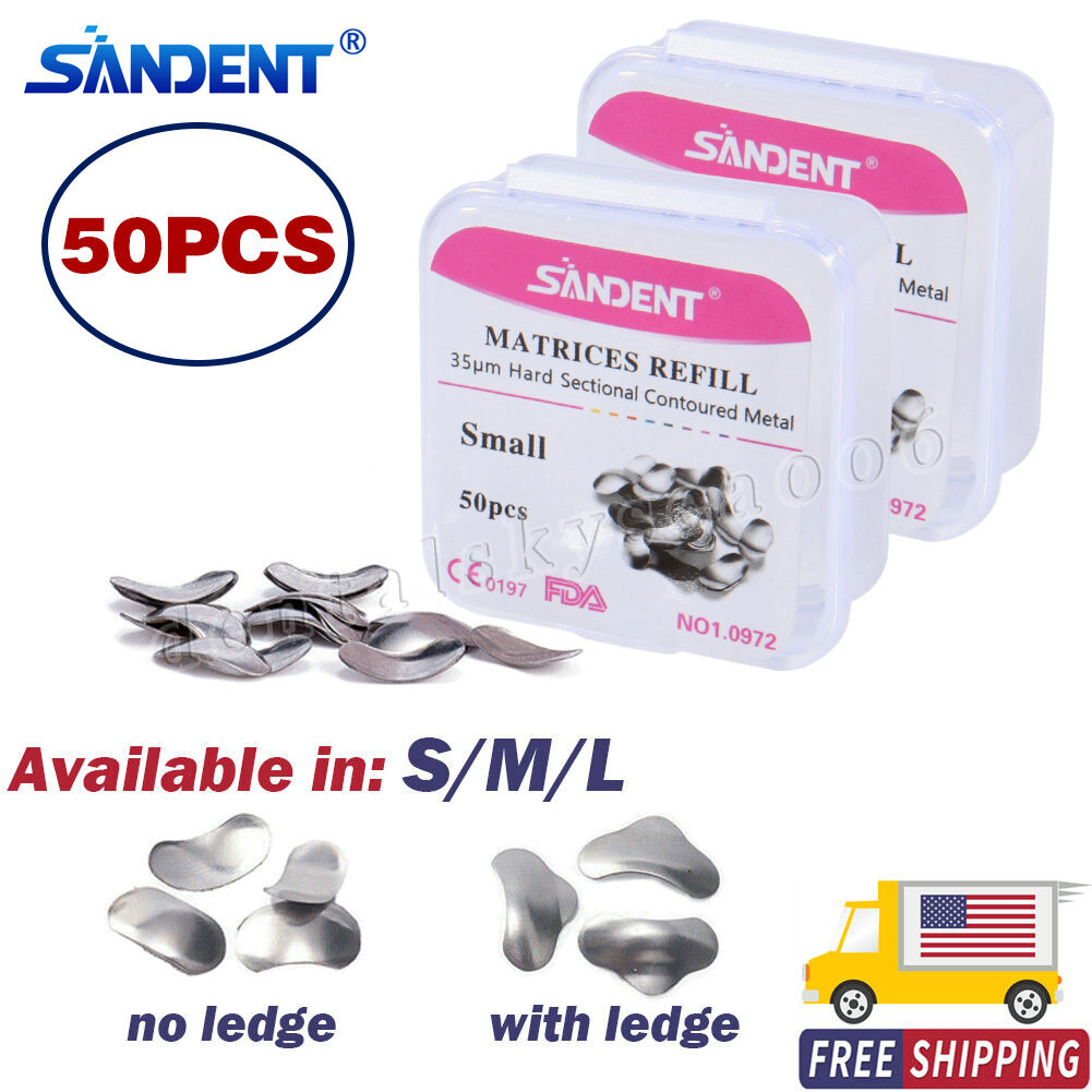 Dental Metal Matrices Matrix Band Sectional Contoured Refill Box S/M/L USA
