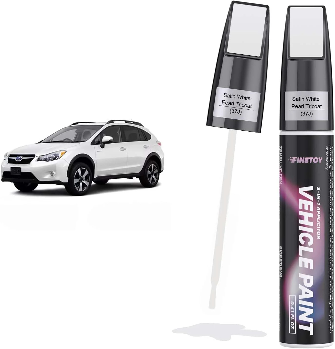 Satin White Pearl Tricoat (37J) for Subaru Touch Up Paint Quick & Easy Fix fo…