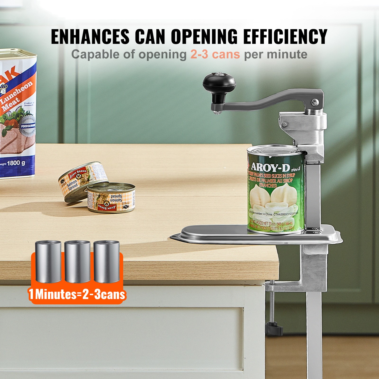 Uimoso Commercial Heavy Duty Manual Can Tin Opener with Table Clamp 15.75 inch