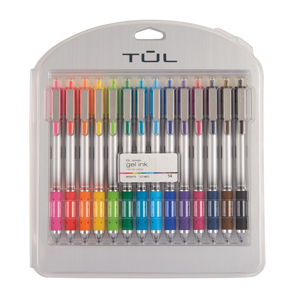 TUL GL Series Retractable Gel Pens, Assorted Standard & Bright Ink Colors, 14 PK