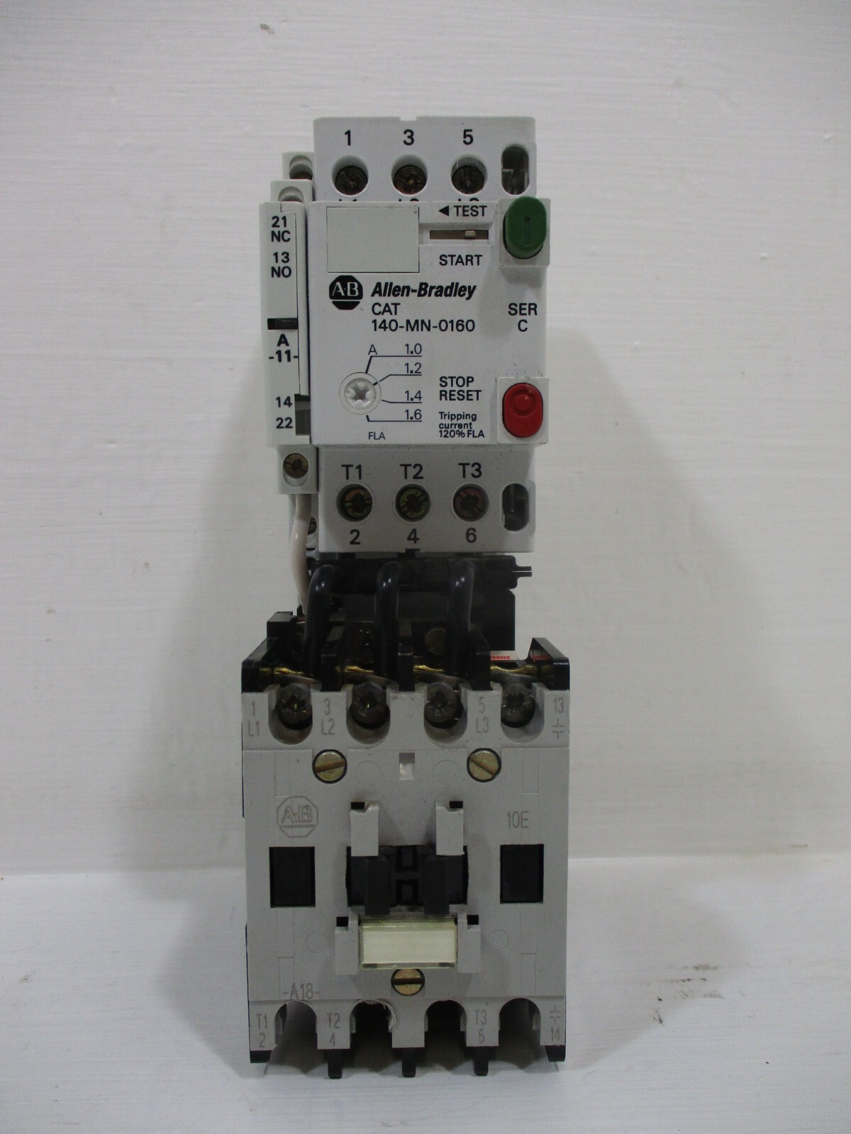 Allen Bradley 140-MN-0160 Manual Motor Starter 100-A18ND3 120V Coil 1-1.6 Amp