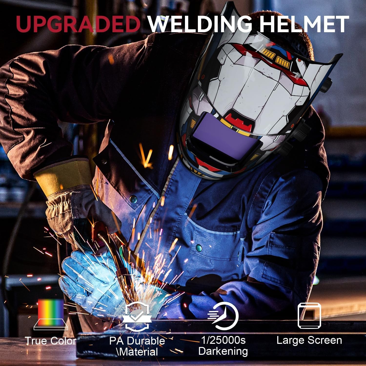 ARCCAPTAIN Welding Helmet Auto-Darkening Filter 4 Sensors Adjustable Shade