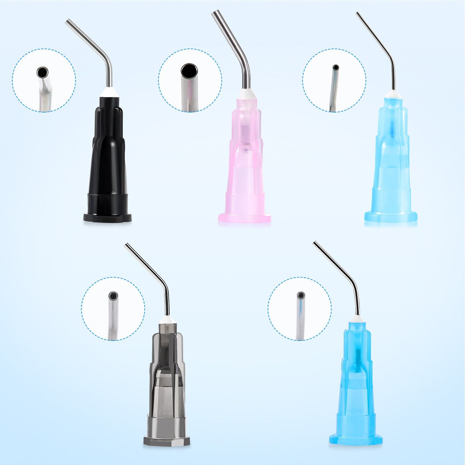 Dental Irrigation Bent Needle Dispensing Tips Acid Etch Flow Tip Needle Flowing