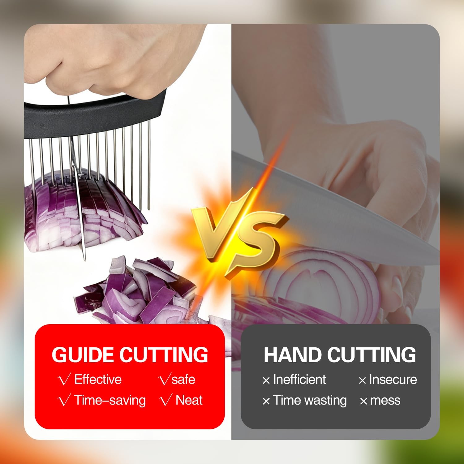 Wooyee Onion Holder for Slicing, Cutter Vegetable 14 Needles, Black