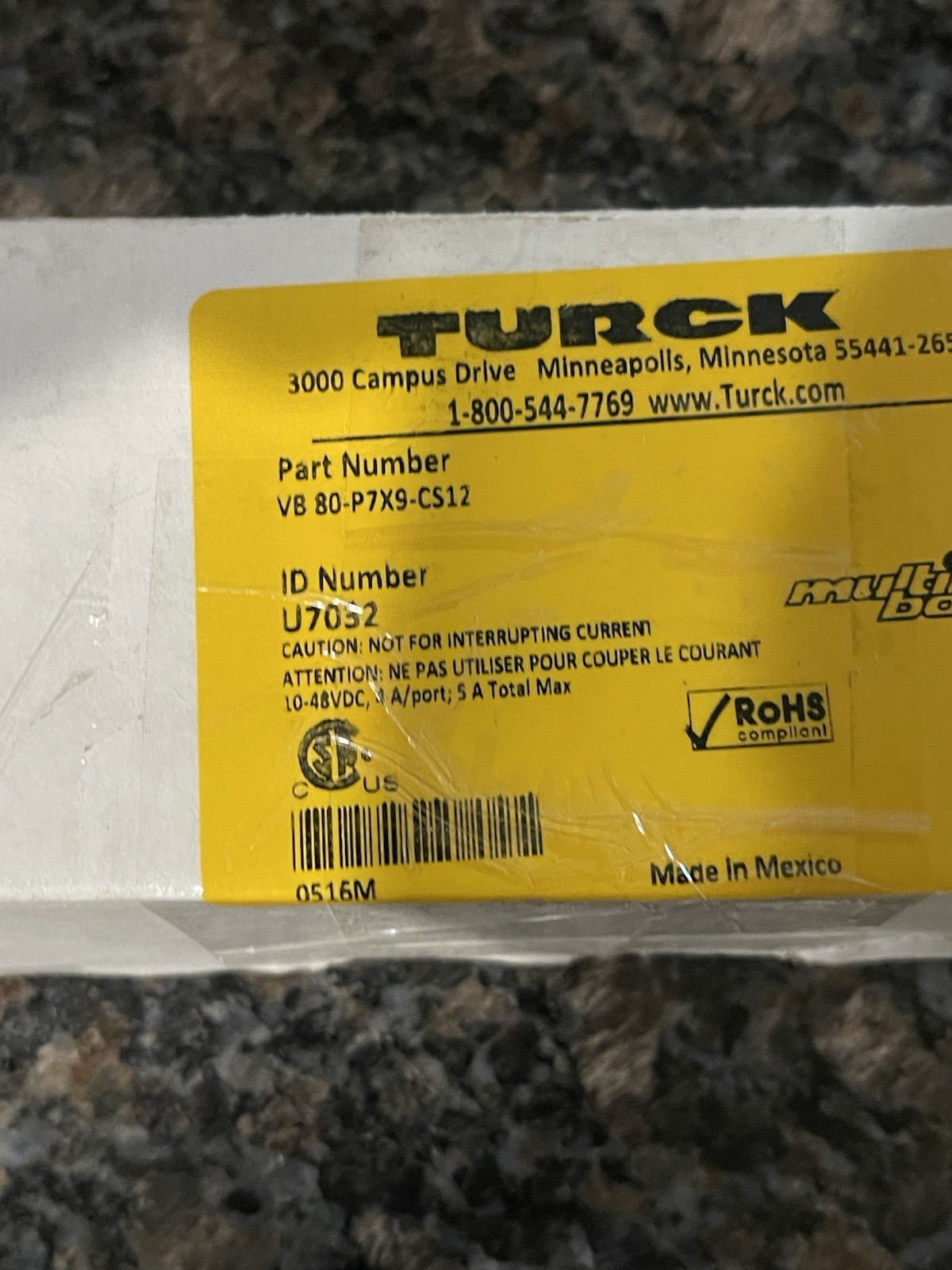 TURCK VB 80-P7X9-CS12 Distributrion Box, 8 Port, 1 SignalPer Port, 10-48VDC