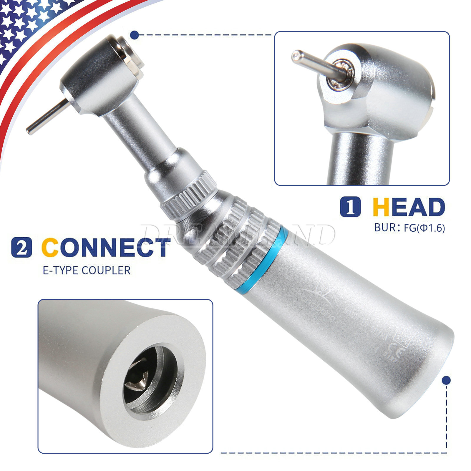 Dental Low Speed Handpiece Contra Angle 1.6mm NSK Style YAG UISA