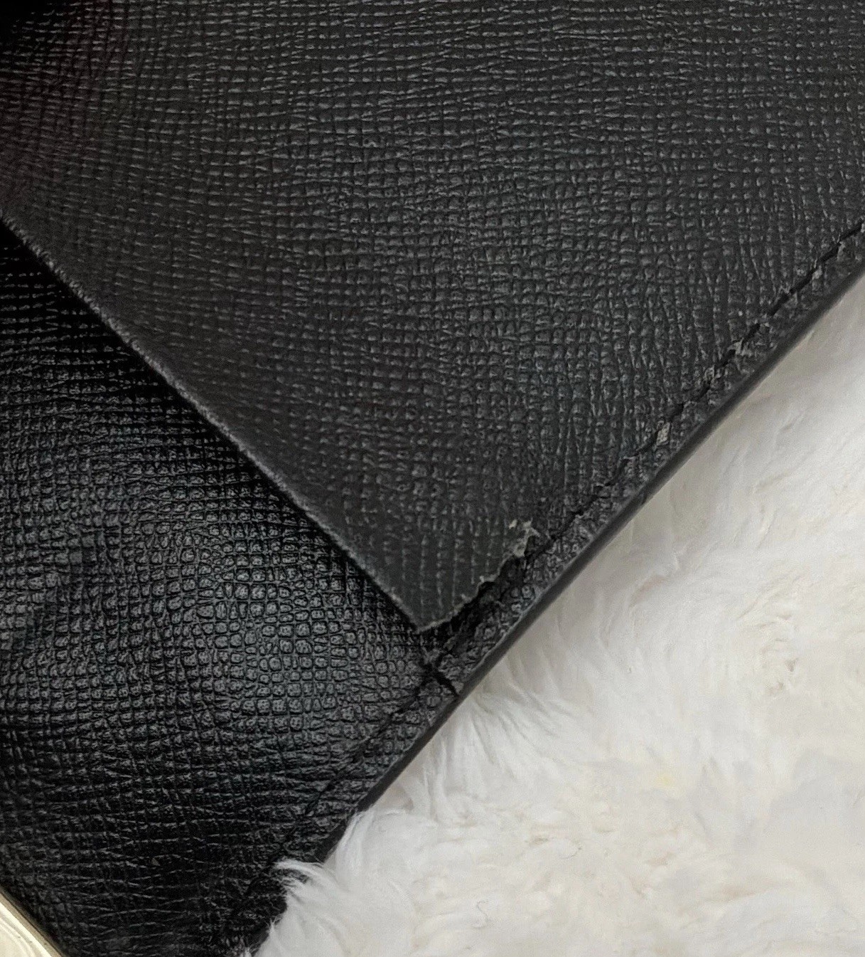 Louis Vuitton Epi Agenda MM Black Leather Notebook Ring Organizer Made in France