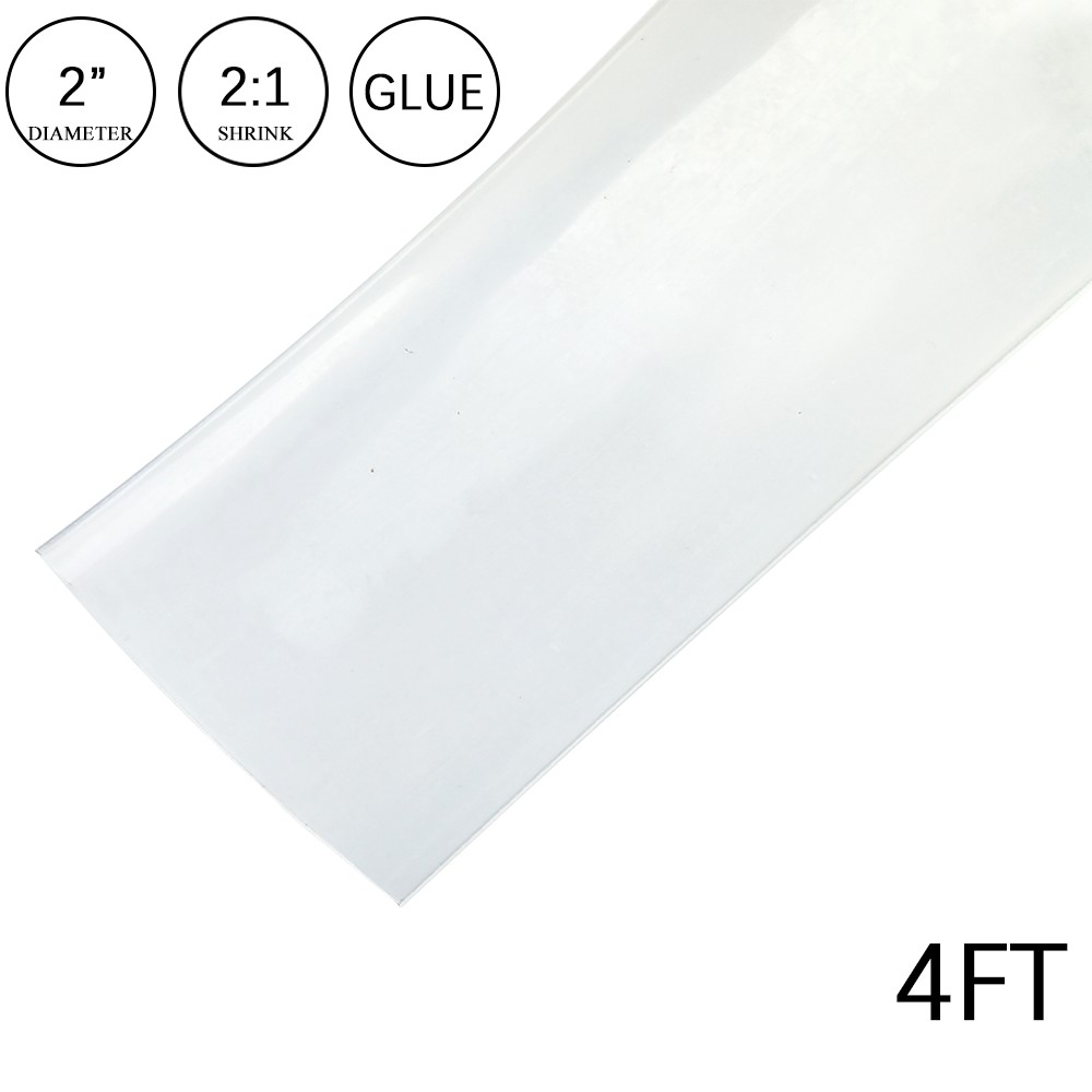 2:1 Heat Shrink Tubing Tube 2″ 4FT Clear Glue Waterproof Dual Wall Wires Wrap
