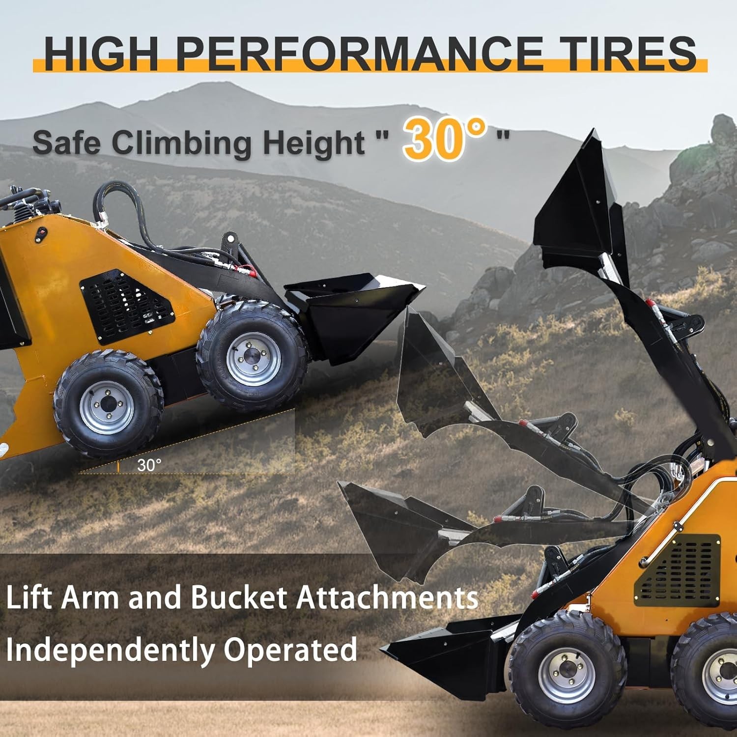 GA/TX pickup 320kg Wheel Type Mini Skid Steer Loader 13.5HP B&SEngine
