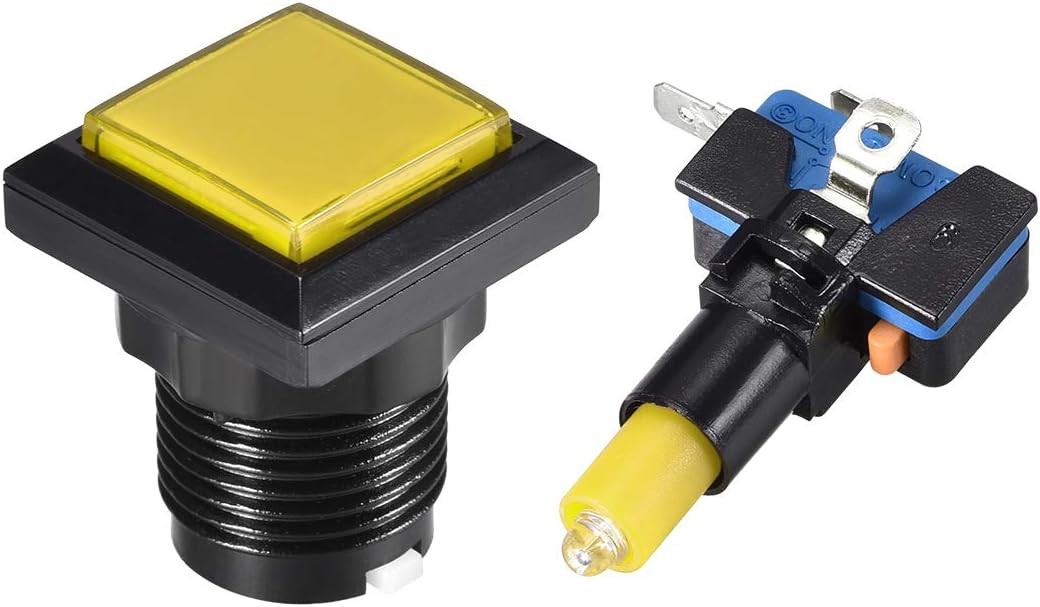 34x34mm Square 12V LED Illuminated Push Button Switch Micro Swit Color: Yellow