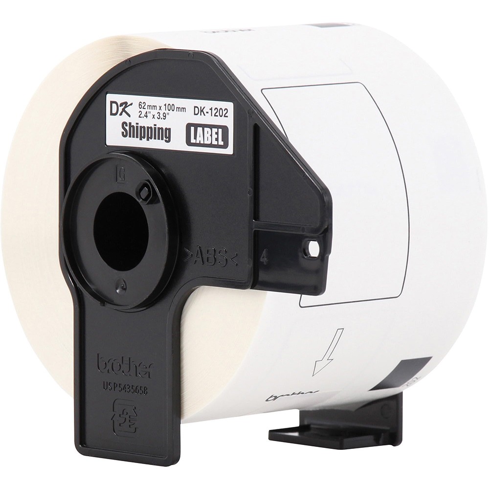 Brother DK1202 2.4 in x 3.9 in (62 mm x 100 mm) Shipping White Paper Labels (300