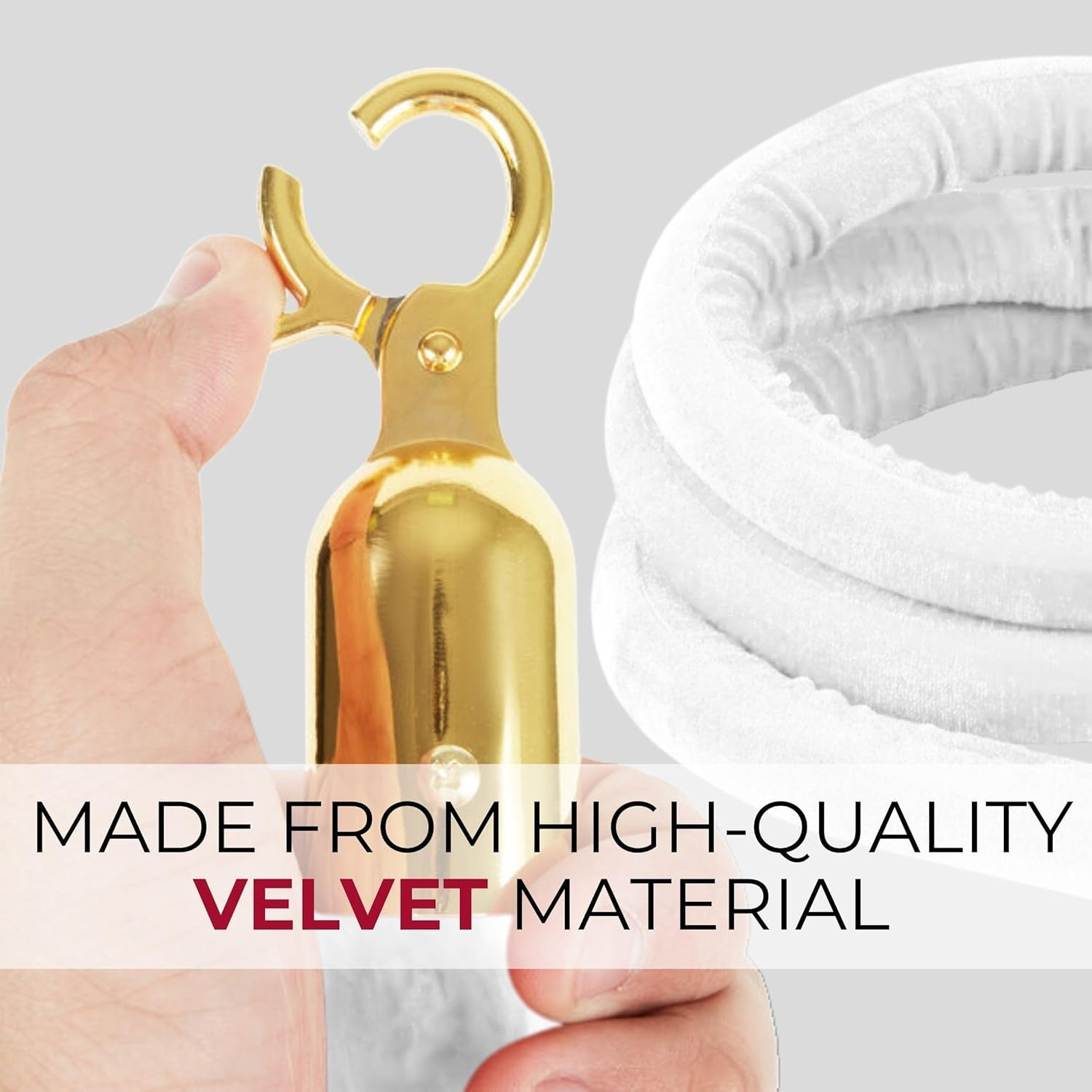 6PCS White Velvet Rope – 5FT Elegant Rope for Stanchion Barrier VIP Events Crowd