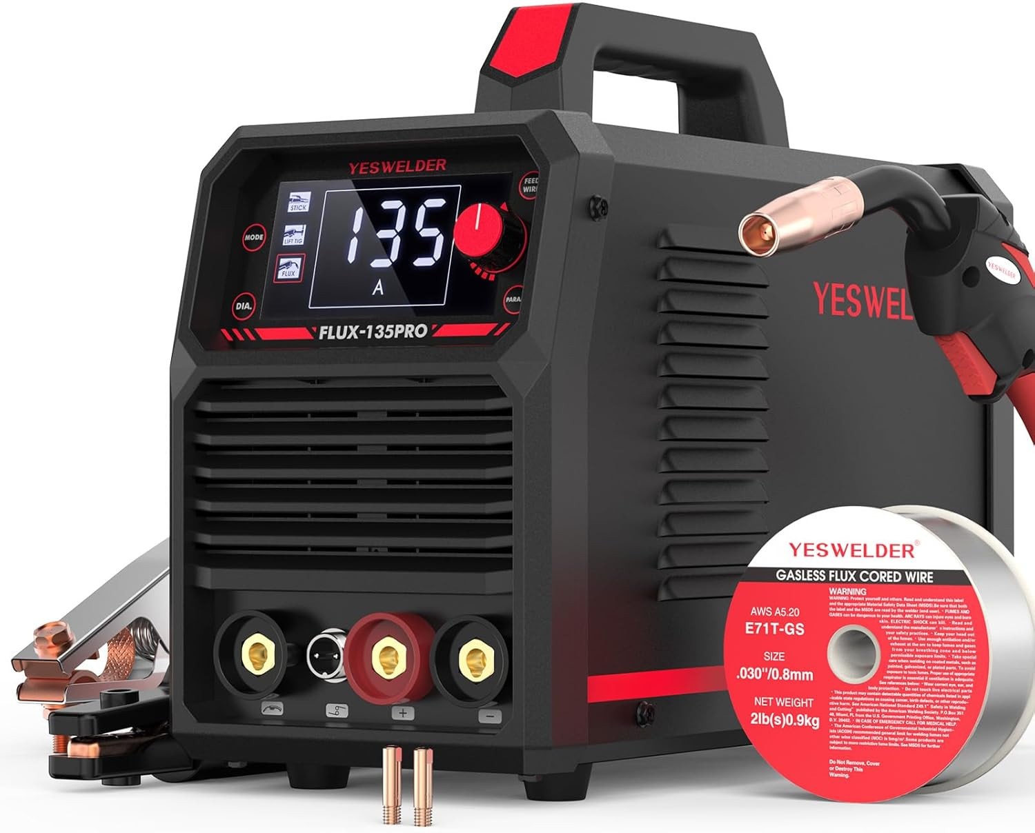 YESWELDER 135Amp MIG Welder,110V Flux Core Welder Flux Core Mig/Lift Tig