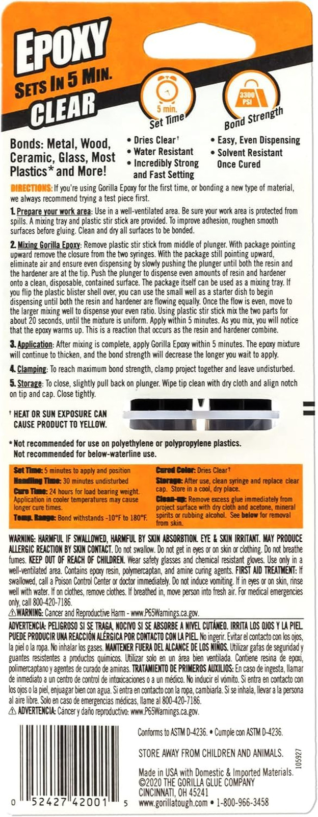 2 Part Epoxy, Clear Epoxy, 0.85 Ounce Syringe (Pack of 1) – 5 Minute Set, Incred