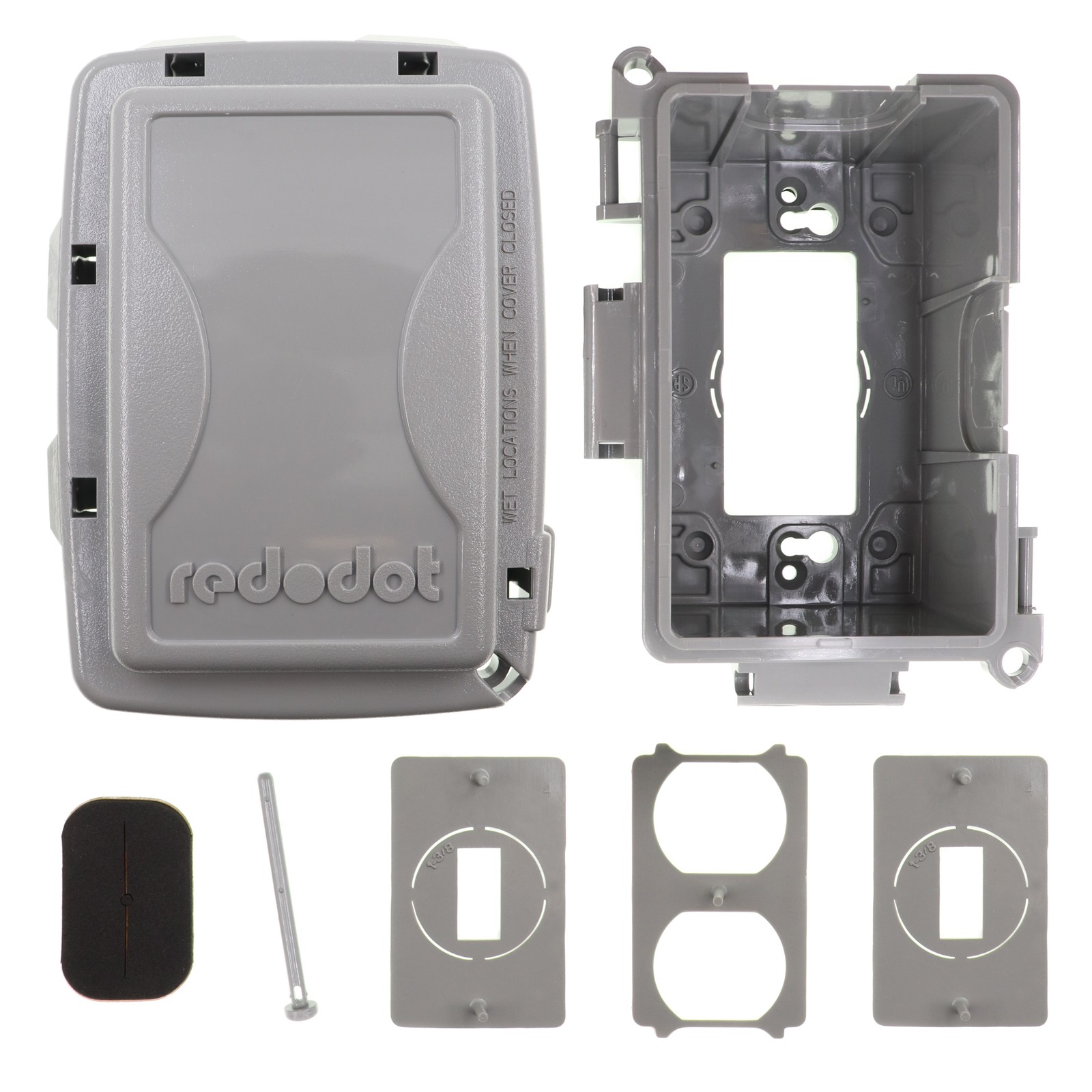 RED DOT CKNMG-NG WHILE-IN-USE WEATHERPROOF RECEPTACLE COVER, 1-GANG, GRAY