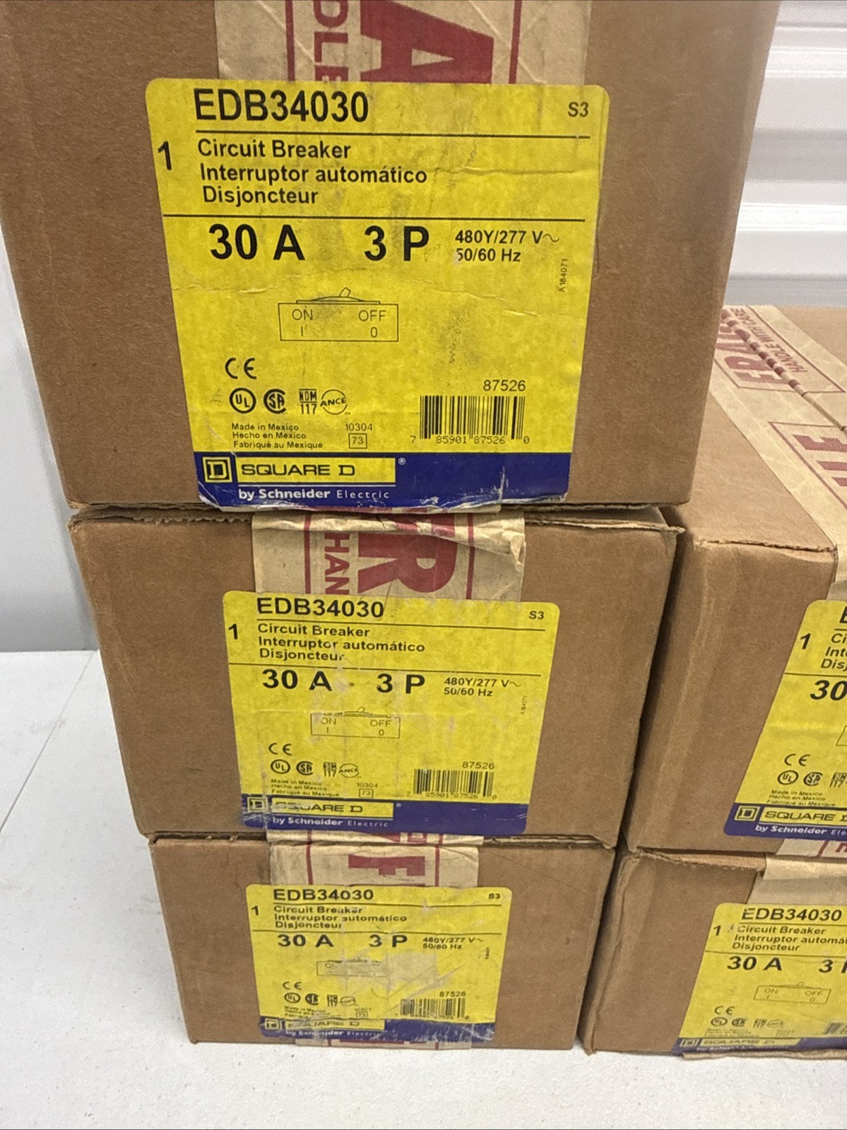 NIB – Square D – EDB34030 – Molded Case Circuit Breaker – 30A, 3-Phases, 480V