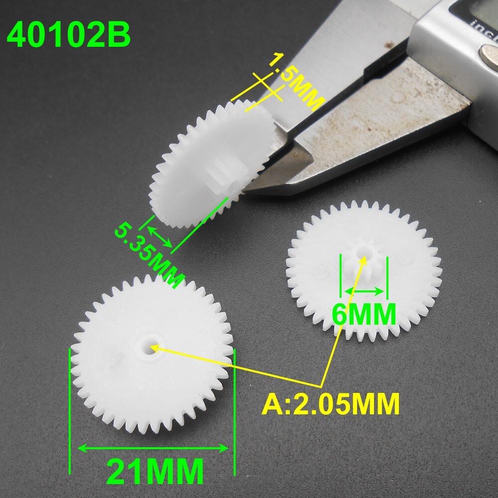 50Pcs X 0.5M Plastic Spindle Double Gear Bilayer 40T +10T Bore 2MM 2.05MM 40102B