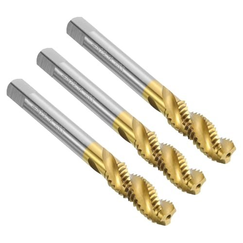 uxcell 3pc Spiral Flute Thread Taps 3/8-16 UNC Titanium Coated HSS
