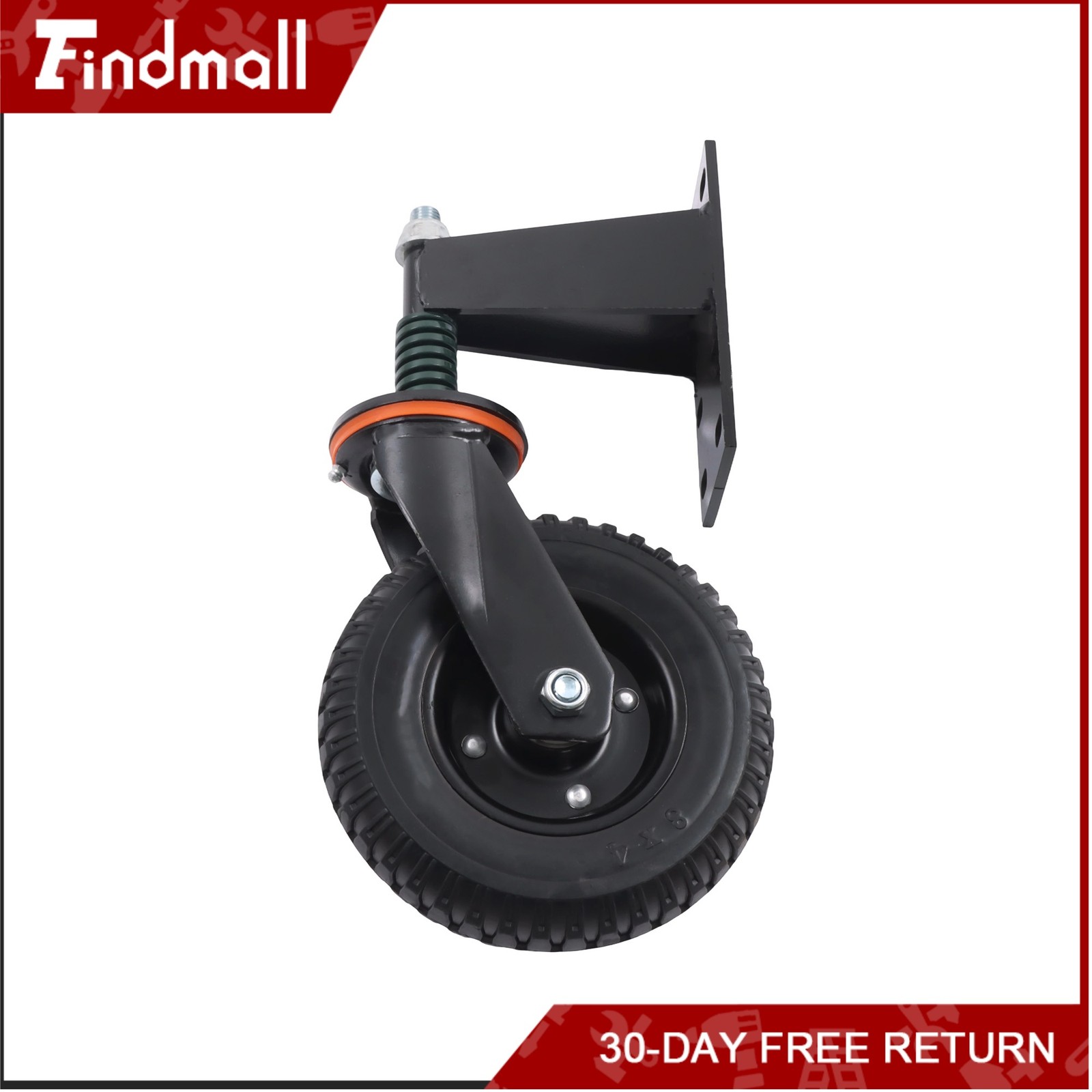 Findmall 2 Pcs Gate Casters 8″ 600Lbs (Straight/U-Bolt) Spring-Loaded Caster