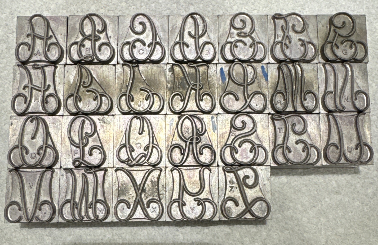 Vintage Large Font Metal Letterpress Type A-Z Set