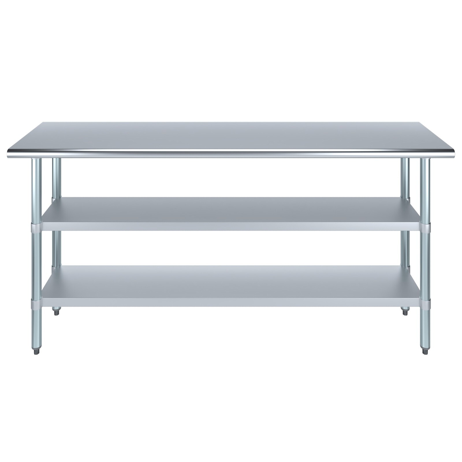18 in. x 72 in. Stainless Steel Work Table with 2 Shelves | Metal Utility Table