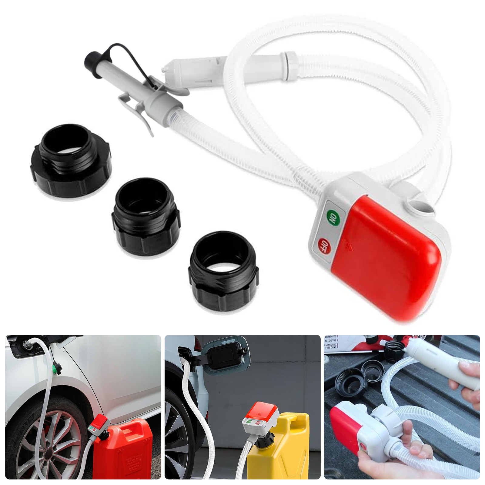 3.2GPM Fast Flow Portable Battery Electric Fuel Transfer Pump Auto Stop w/ Hose