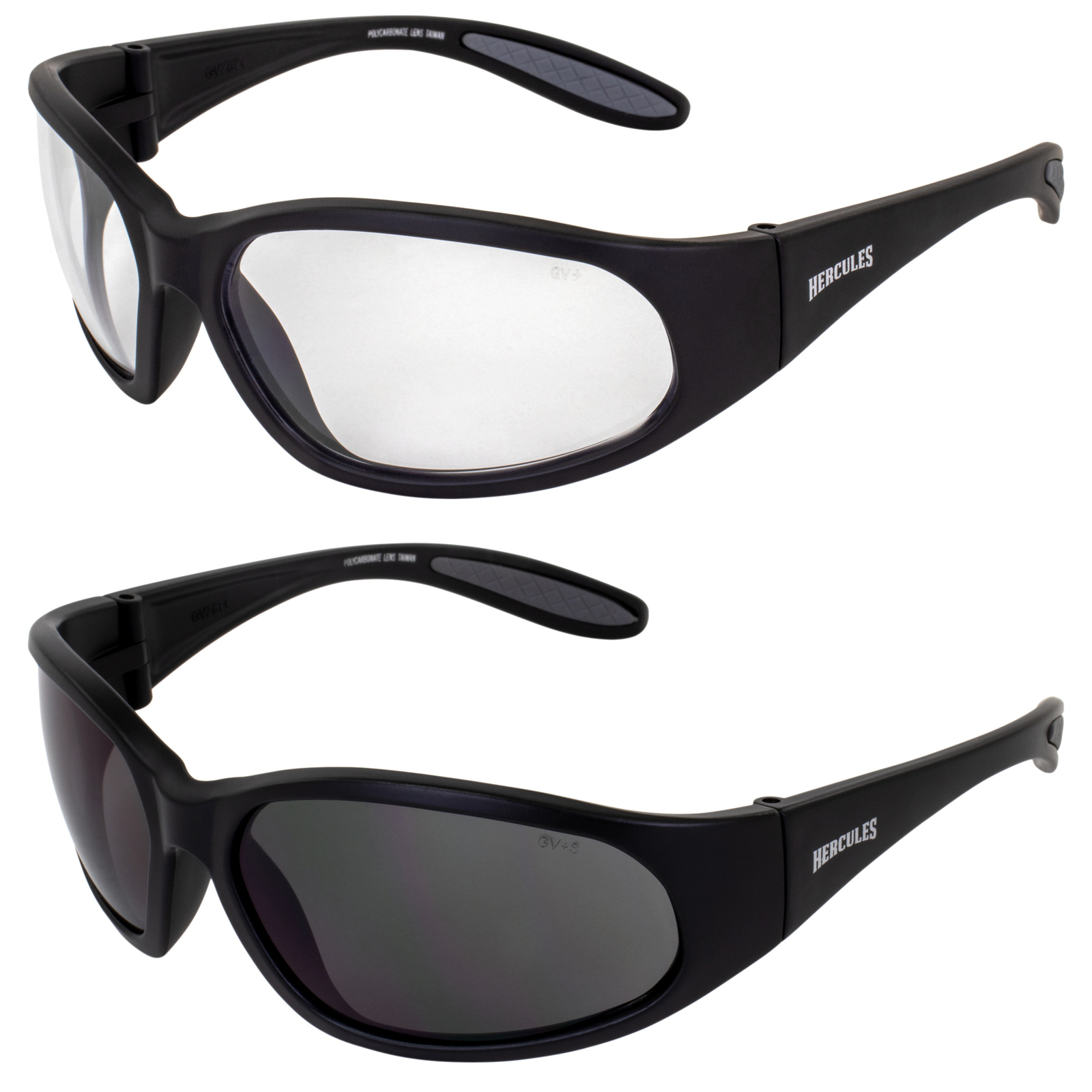 2 Pairs Global Vision Hercules 1 Jr Sunglasses for Men Black w/Clear Smoke Lens