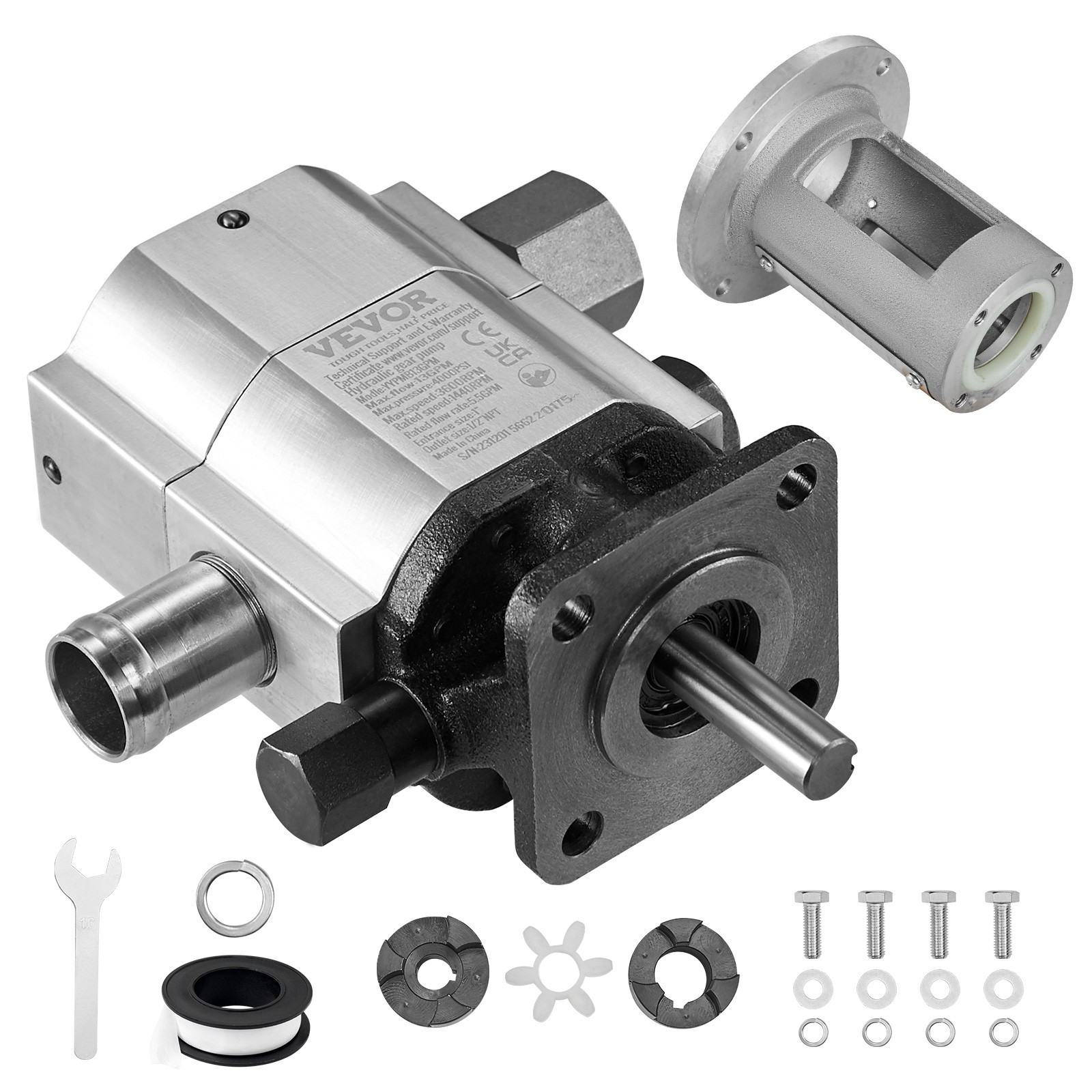 VEVOR Hydraulic Wood Log Splitter Pump Kit Gear Pump 13GPM 2 Stage with Coupling