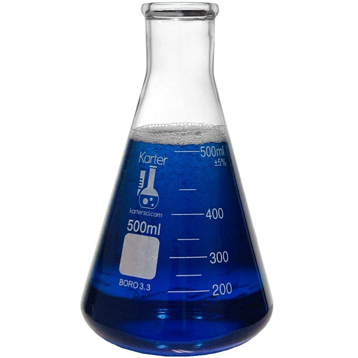500ml Narrow Mouth Erlenmeyer Flask, 3.3 Borosilicate Glass (Single)