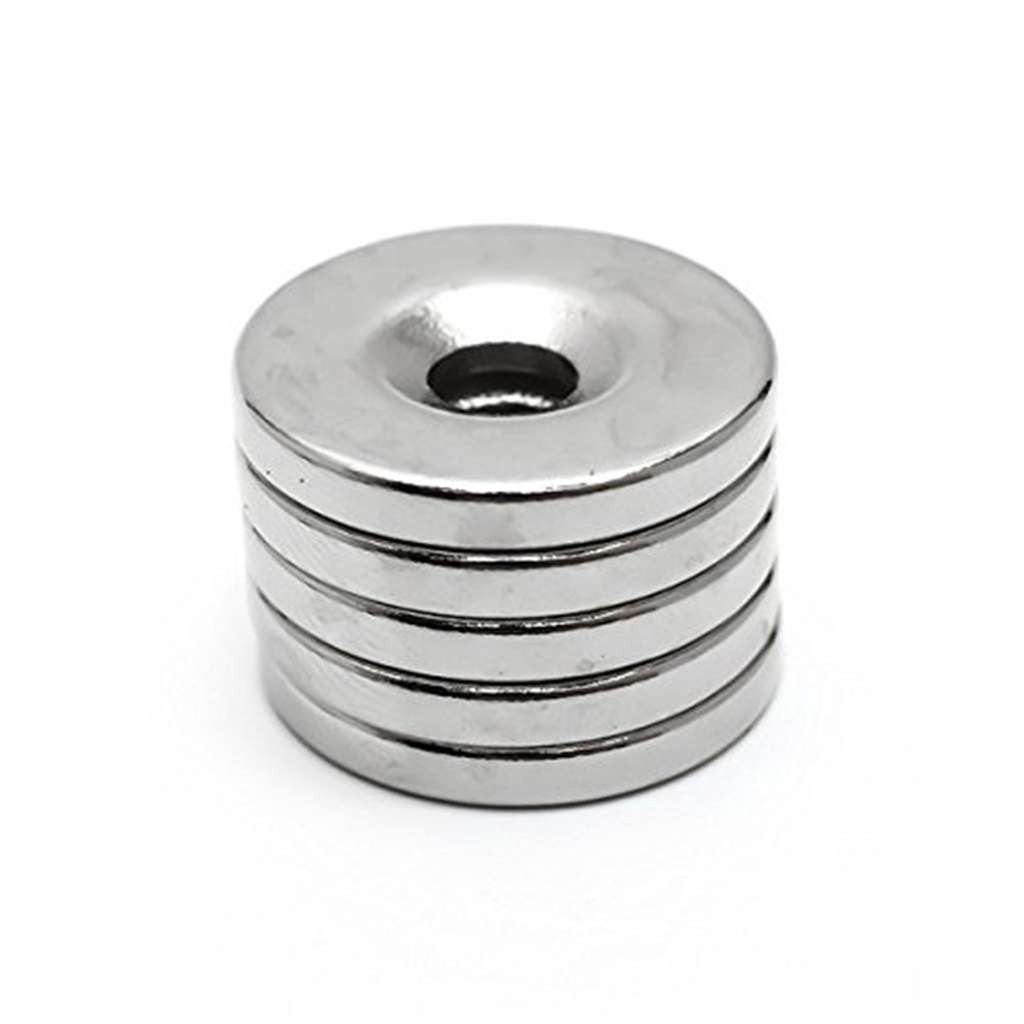 25mm Countersunk Ring Rare Earth Neodymium Disc Strong 5mm Hole Magnets N35 lot