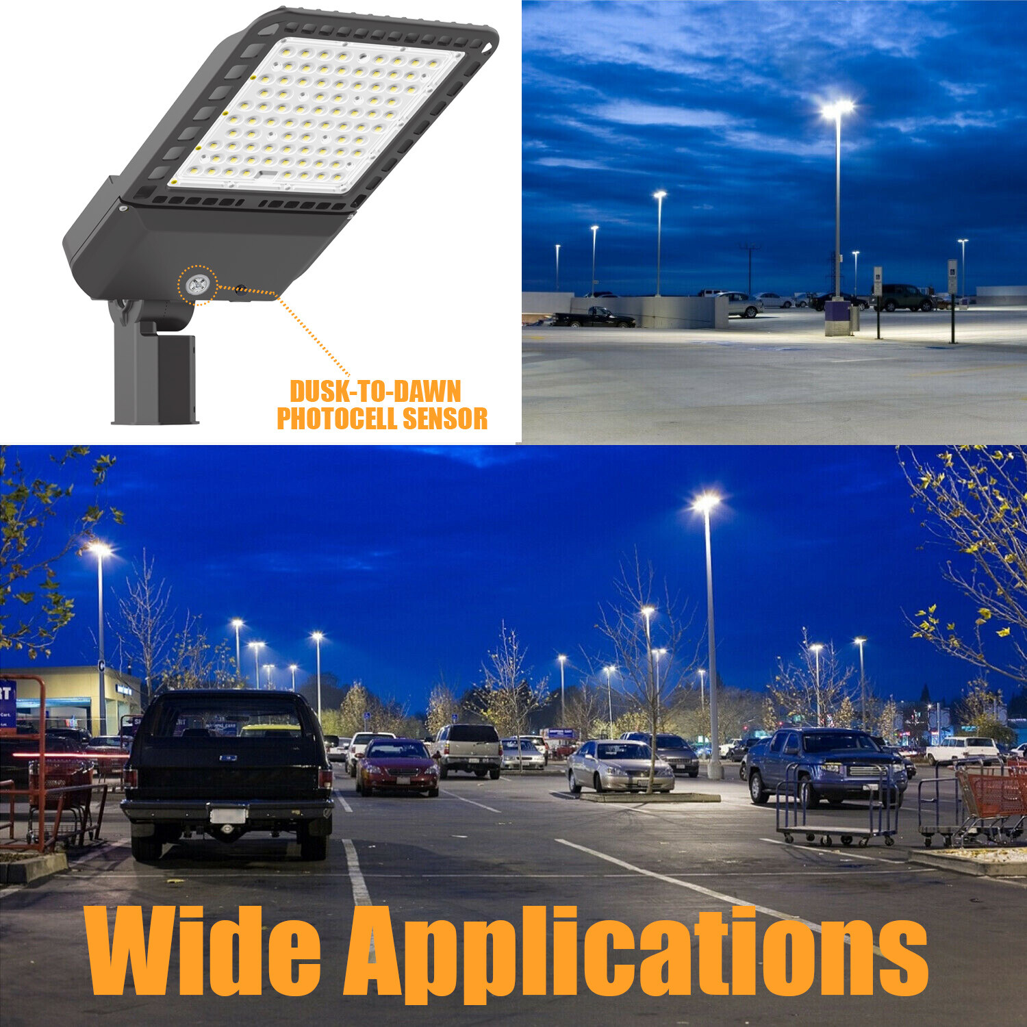 300W LED Parking Lot Lights Adjustable Slip Fit Outdoor Commercial Stadium Light