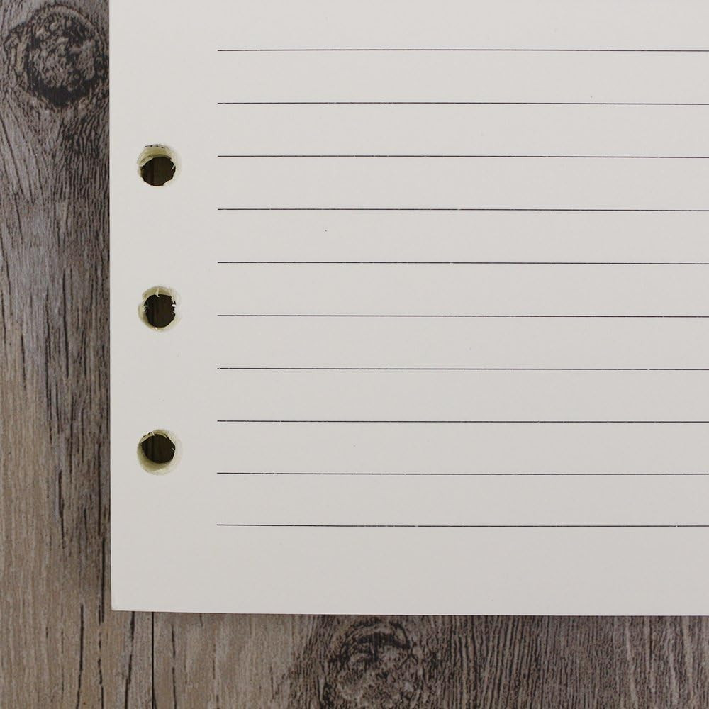 6-Ring A6 Binder/Planner Refill Paper, 6 Hole,6 3/4 X 4 1/8 Inches Refillable Wh