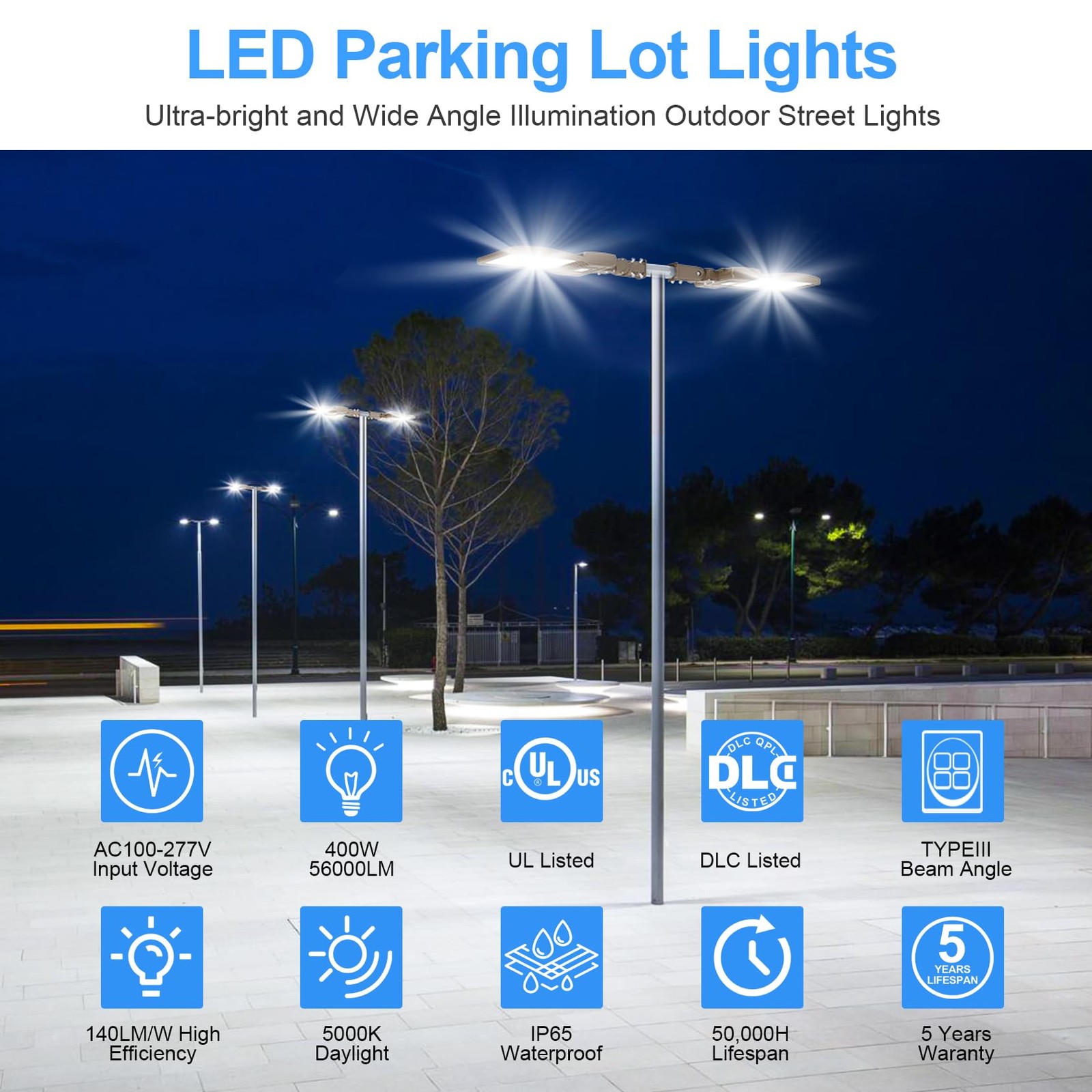 400W LED Parking Lot Light 56000 Lumen,Flood Light Outdoor Street Stadium Light
