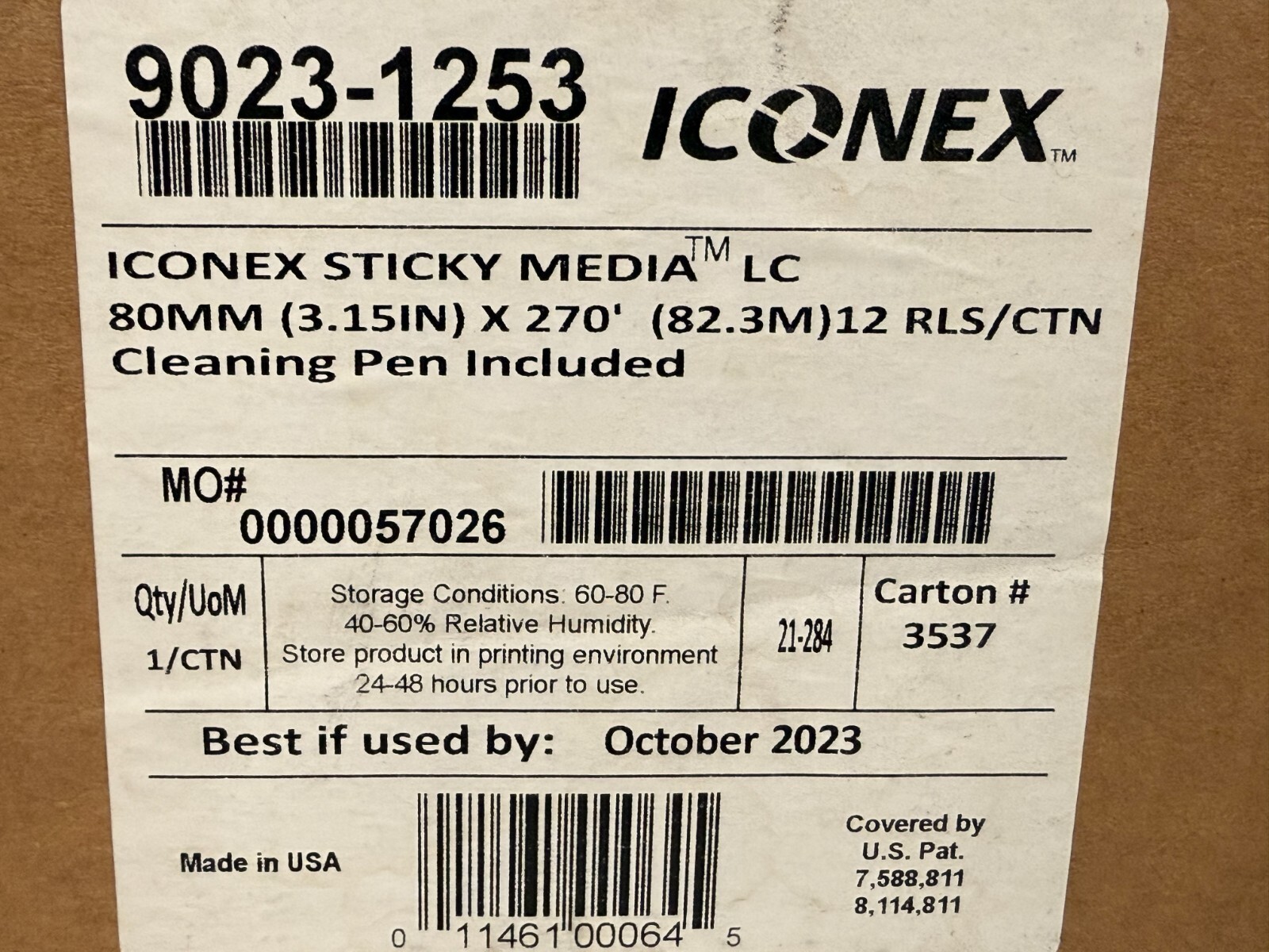 12 Rolls Iconex 3-1/8″ x 270′ Standard Sticky Media Linerless Labels 9023-1253