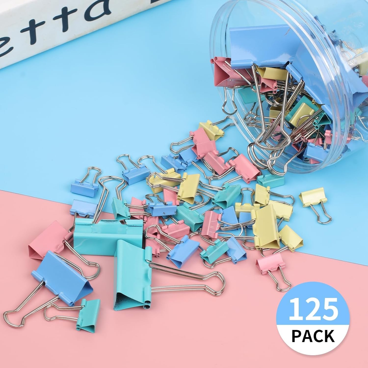Binder Clip Assortment 125PCS Mixed Colors Sizes Included